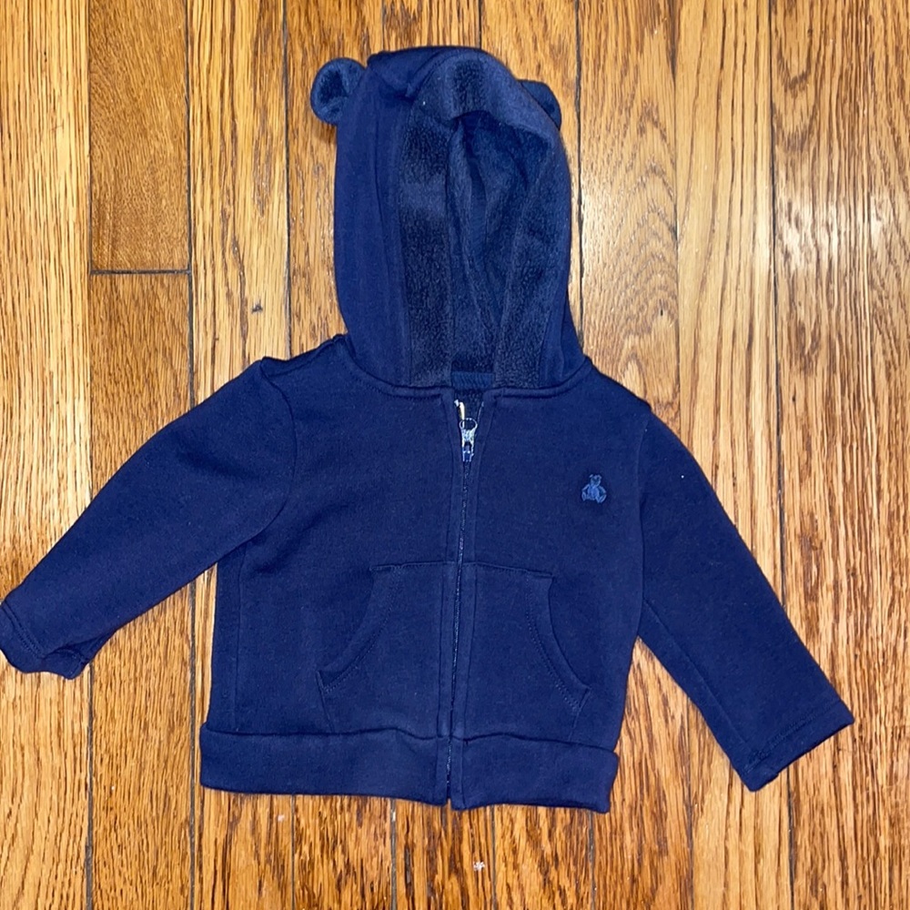 Baby Gap 3-6mo fleece lined navy hoodie